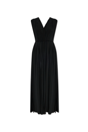 ワンピース Saint Laurent DRESS (708354Y5F69 1000) Saint Laurent One Shoulder Maxi Dress in Noir | FWRD